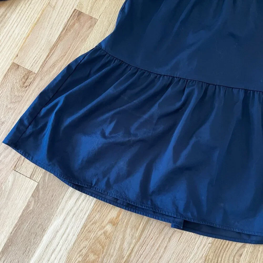 Elizabeth and James A-Line Blue peasant Dress puff sleeve Tiered Boho gold small